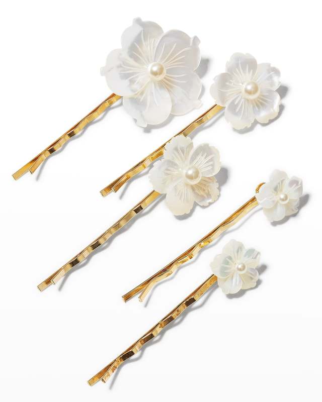 Zinnia Floral Bobby Pins, Set of 5